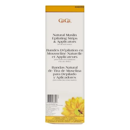 Gigi Natural Muslin Epilating Strips & Applicators(20 Strips/10 Applicators)