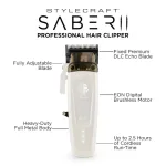 StyleCraft Saber II Cordless Brushless Motor Clipper - White - Image 4