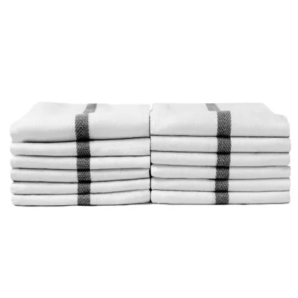 Protex Bleach Guard Barber Towels 15" X 26" 12pk - Black Stripe